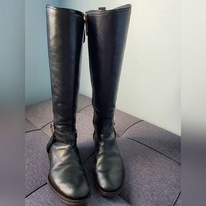 Tory Burch Black Leather Moto Riding Boots